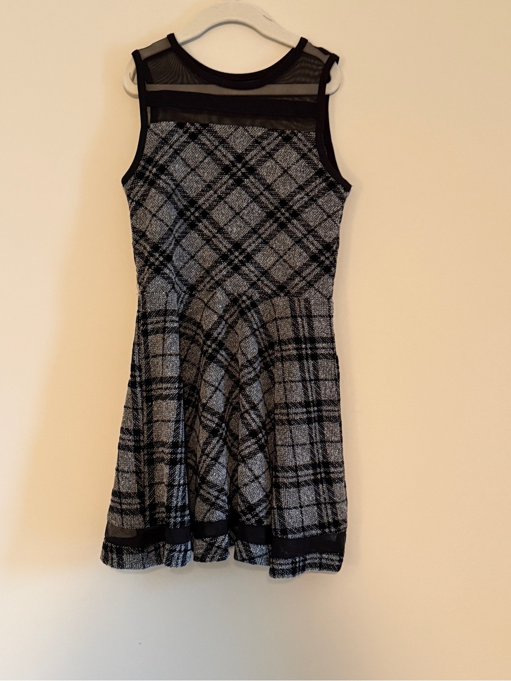 Sally Miller Black & Gray Plaid Sleeveless Fit-and-Flare Dress